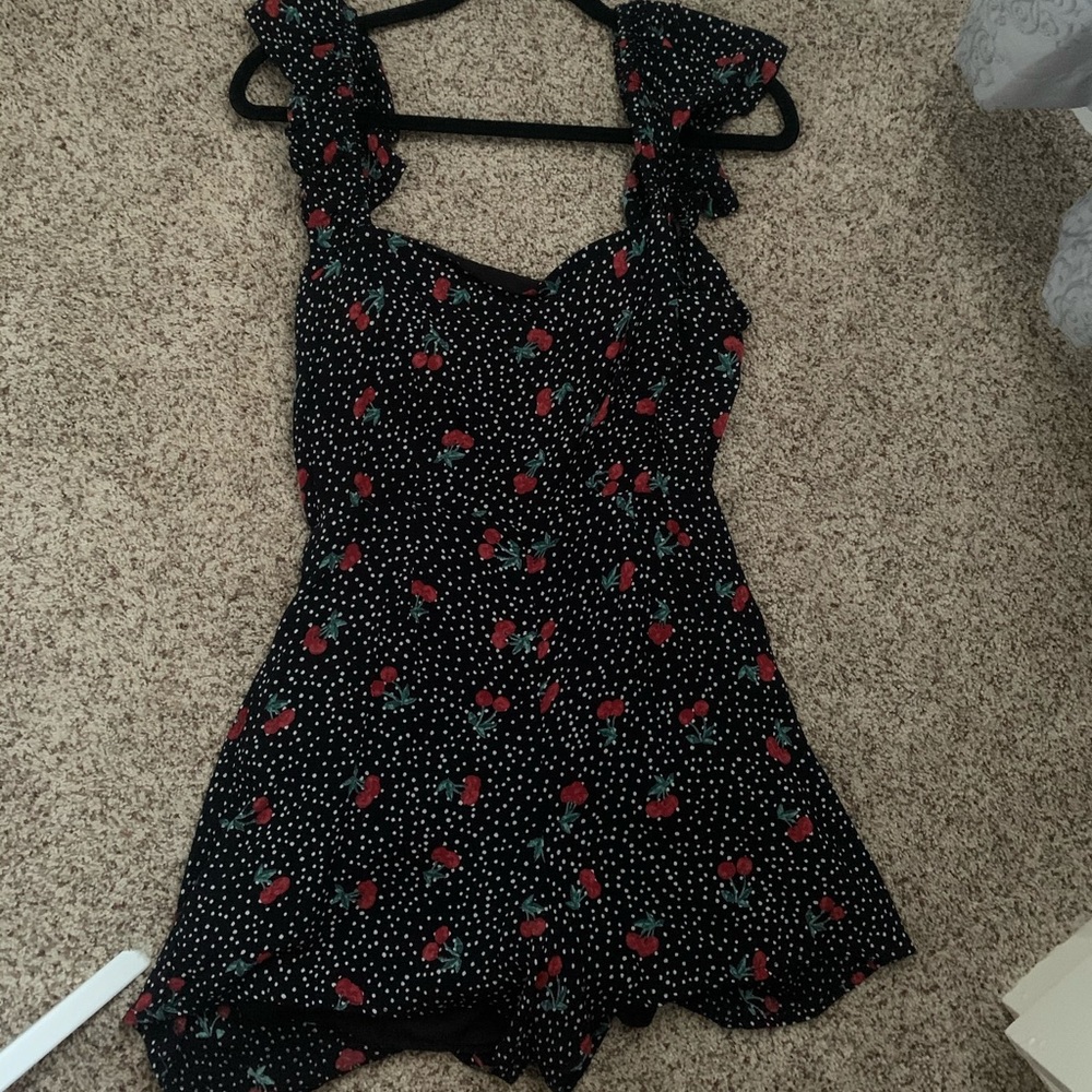 Cherry tie back romper.